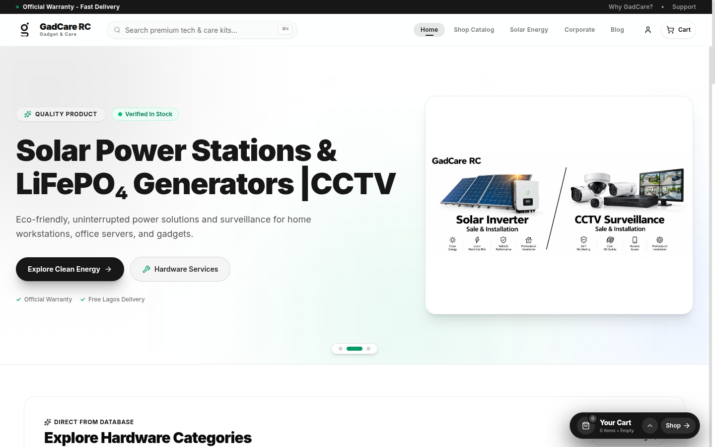 GadCare RC (Certified Hardware & Solar E-Commerce)